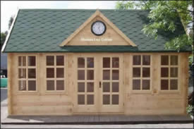 Aspen Clockhouse Log Cabins including timber garden offices